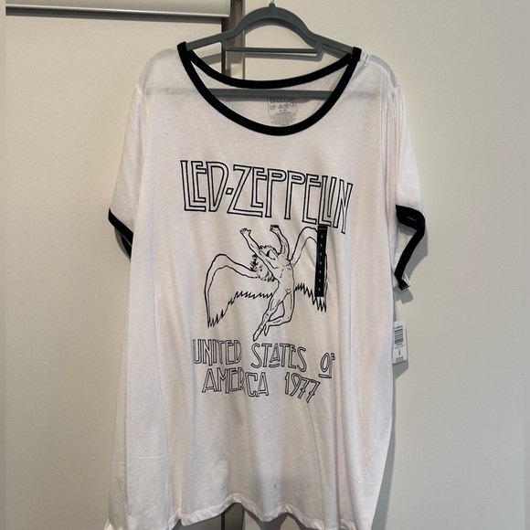 NWT - Led Zeppelin Classic Fit Ringer Tee - Cotton White - Picture 3 of 5